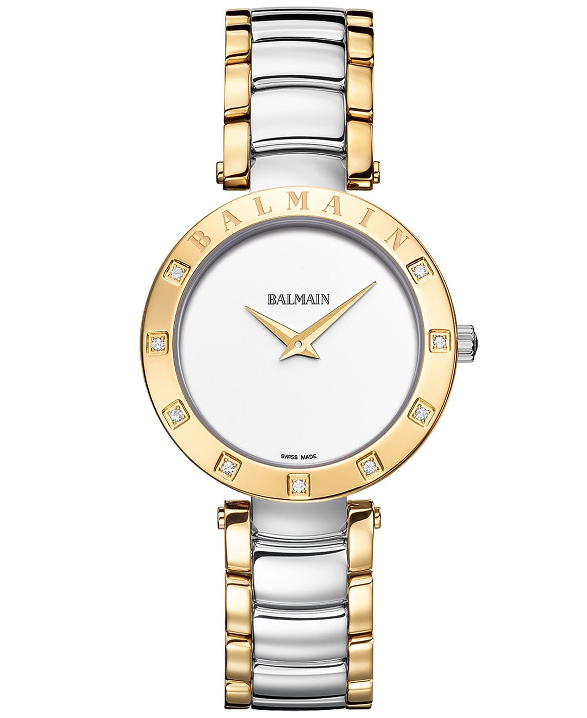 Женские швейцарские часы Balmainia Bijou Diamond (1/10 карата t.w.), двухцветный браслет из нержавеющей стали, 33 мм
Женские швейцарские часы Balmainia Bijou Diamond (1/10 карата t.w.), двухцветный браслет из нержавеющей стали, 33 мм