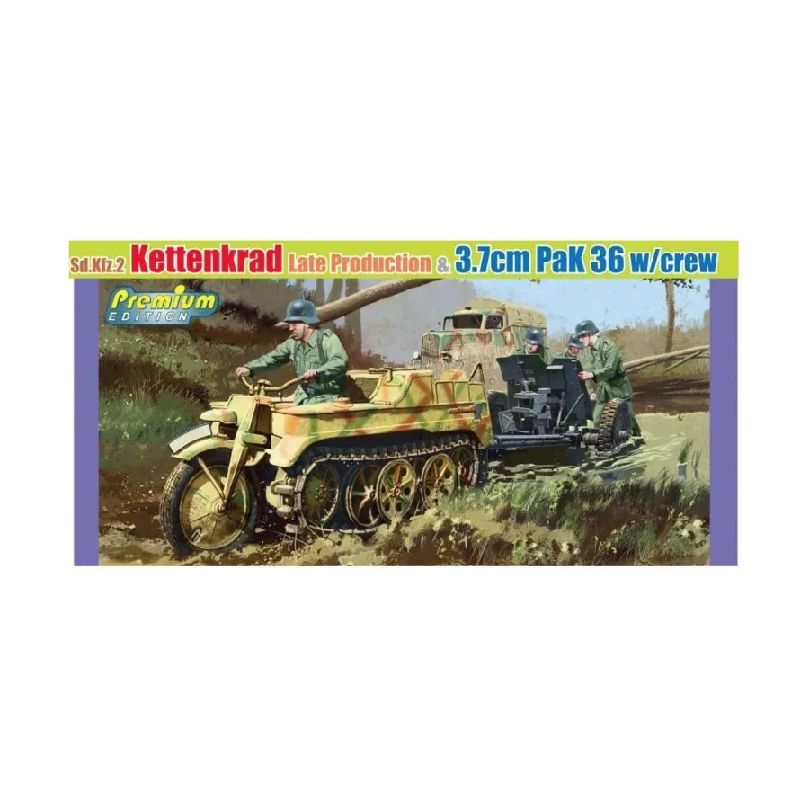 Sd.Kfz.2 Kettenkrad — позднее производство и 3,7cm PaK 36 с экипажем, Dragon Armor - Germany (Die-Cast) (1:35)
Sd.Kfz.2 Kettenkrad — позднее производство и 3,7cm PaK 36 с экипажем, Dragon Armor - Germany (Die-Cast) (1:35)