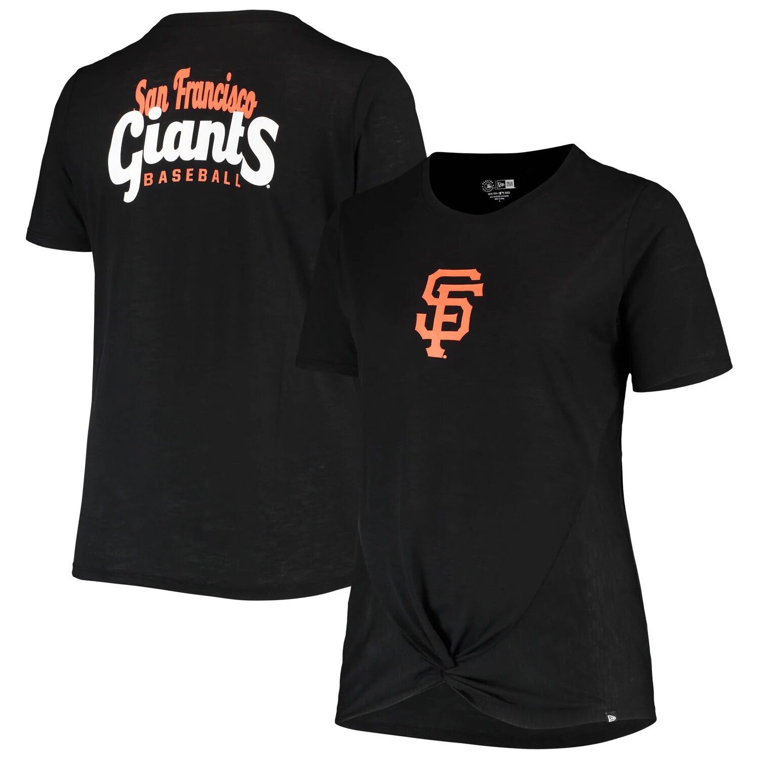 Женская черная футболка New Era San Francisco Giants большого размера с 2 узлами спереди New Era, Черный
Женская черная футболка New Era San Francisco Giants большого размера с 2 узлами спереди New Era, Черный