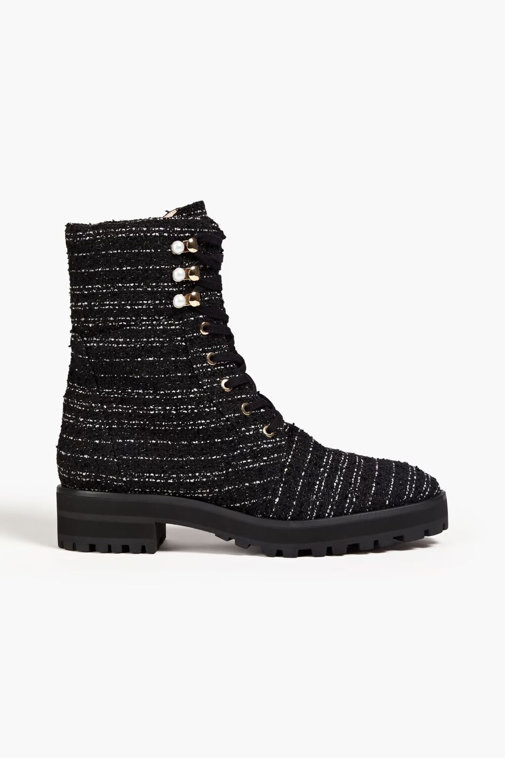 Твидовые армейские ботинки с искусственным жемчугом Stuart Weitzman, черный
Твидовые армейские ботинки с искусственным жемчугом Stuart Weitzman, черный