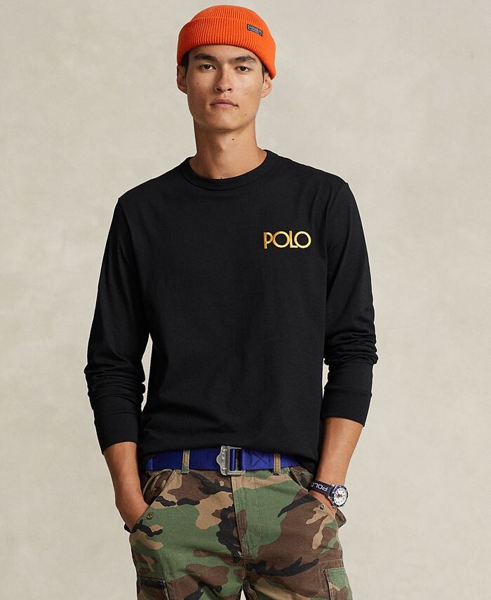 Мужская трикотажная футболка классического кроя с логотипом Polo Ralph Lauren, черный
Мужская трикотажная футболка классического кроя с логотипом Polo Ralph Lauren, черный