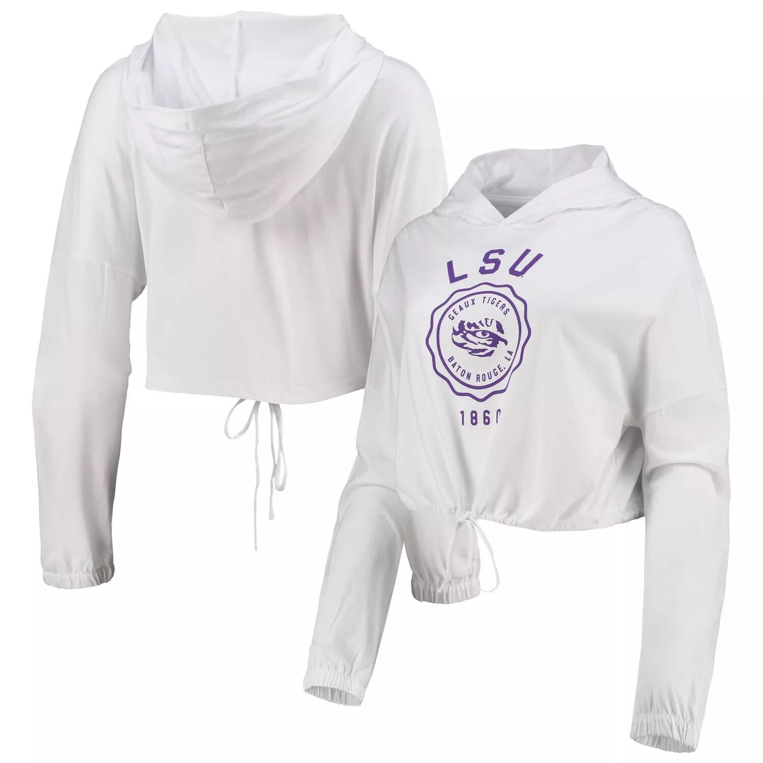 Женская белая укороченная футболка с капюшоном и длинными рукавами LSU Tigers Poppy, Белый
Женская белая укороченная футболка с капюшоном и длинными рукавами LSU Tigers Poppy, Белый