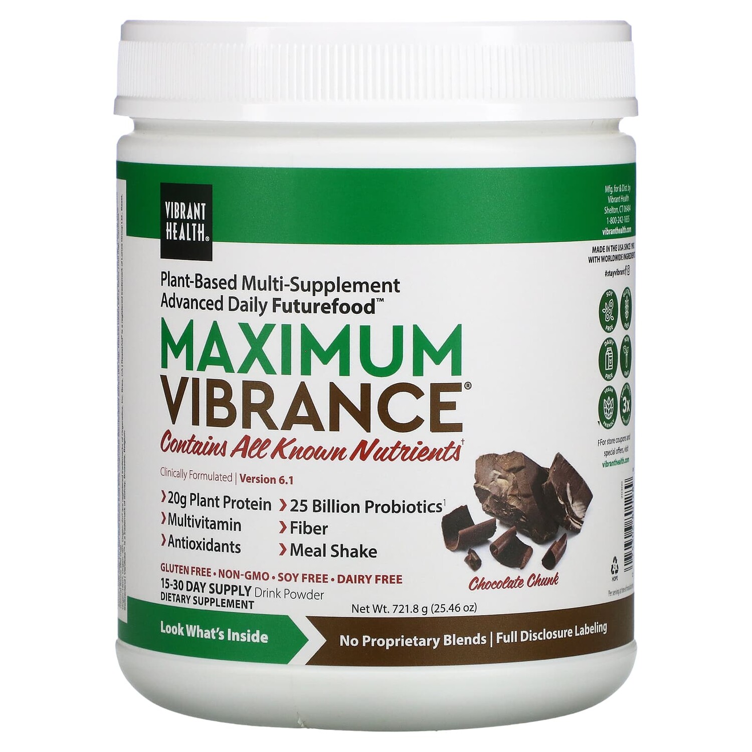 Maximum Vibrance, версия 6.1, шоколадный вкус, 721,8 г (25,46 унции), Vibrant Health
Maximum Vibrance, версия 6.1, шоколадный вкус, 721,8 г (25,46 унции), Vibrant Health