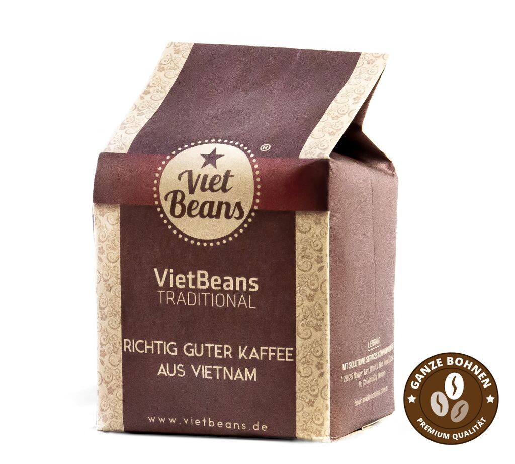 Vietbeans Traditional — Кофе в зернах целиком — Традиционная обжарка в барабане — Высококачественный вьетнамский кофе — Подходит для полностью автоматических машин — 250 г
Vietbeans Traditional — Кофе в зернах целиком — Традиционная обжарка в барабане — Высококачественный вьетнамский кофе — Подходит для полностью автоматических машин — 250 г