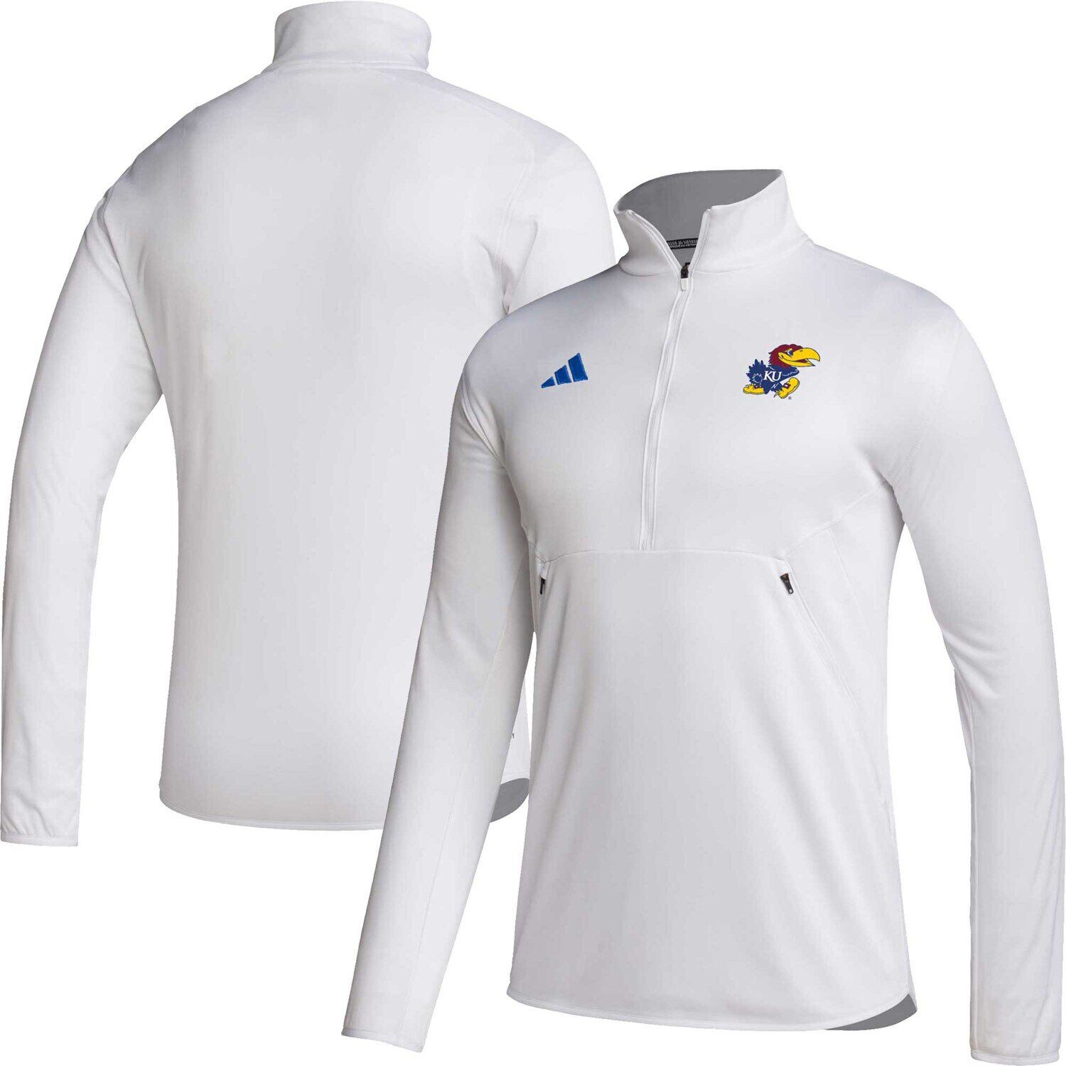 Мужская белая футболка Kansas Jayhawks 2023 с полумолнией Sideline AEROREADY adidas
Мужская белая футболка Kansas Jayhawks 2023 с полумолнией Sideline AEROREADY adidas