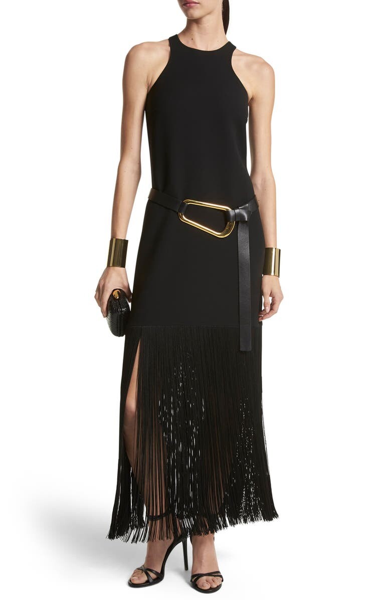 Платье из шерстяного крепа без рукавов с бахромой MICHAEL KORS COLLECTION, черный
Платье из шерстяного крепа без рукавов с бахромой MICHAEL KORS COLLECTION, черный