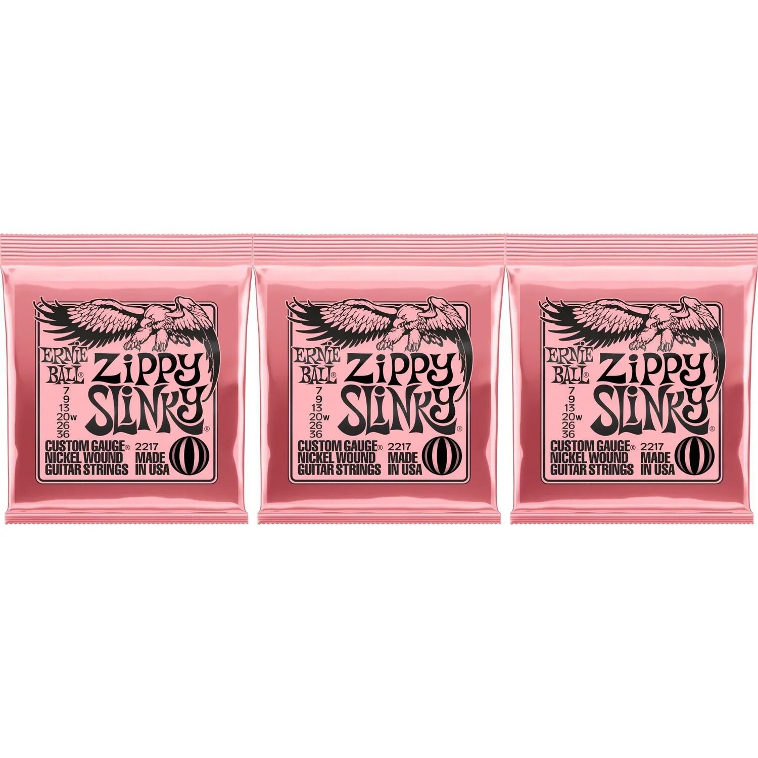 Струны для электрогитары Ernie Ball 2217 Zippy Slinky с никелевой обмоткой — .007-.036 (3 шт.)
Струны для электрогитары Ernie Ball 2217 Zippy Slinky с никелевой обмоткой — .007-.036 (3 шт.)