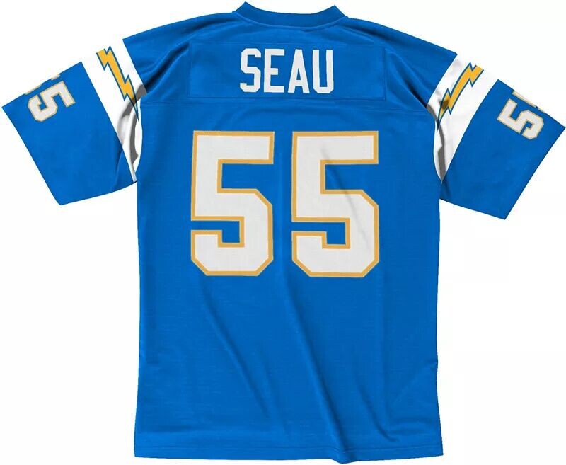 Мужская синяя футболка Mitchell & Ness Los Angeles Chargers Junior Seau #55 2002 г.
Мужская синяя футболка Mitchell & Ness Los Angeles Chargers Junior Seau #55 2002 г.
