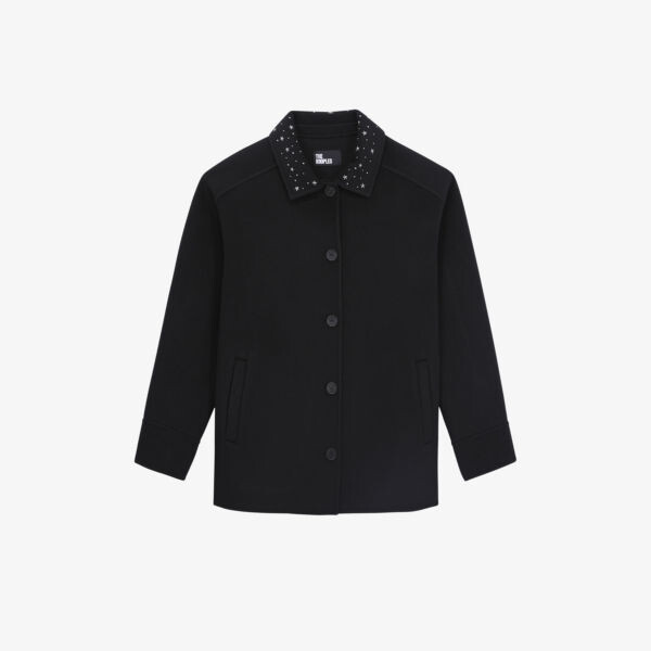 Удобная куртка из смесовой шерсти с воротником, украшенным звездами The Kooples, черный
Удобная куртка из смесовой шерсти с воротником, украшенным звездами The Kooples, черный