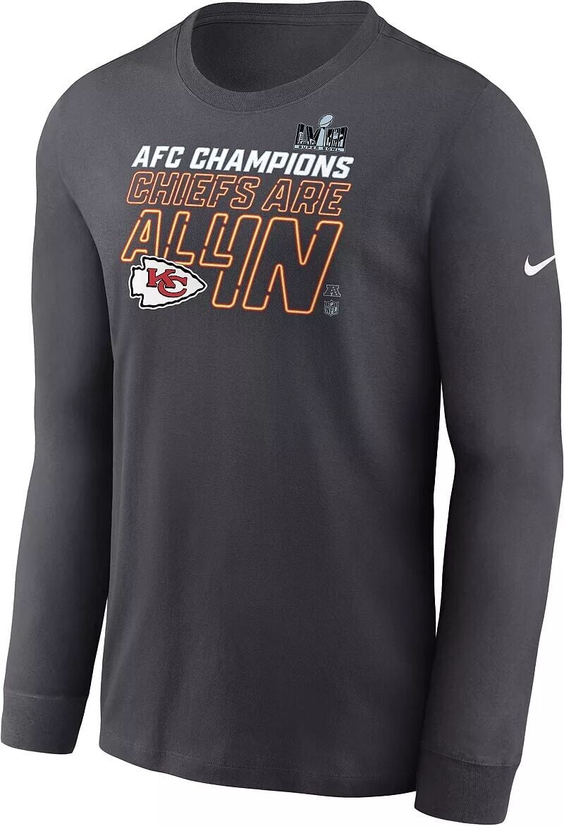 Футболка с длинными рукавами Nike для взрослых 2024 AFC Conference Champions Kansas City Chiefs Locker Room
Футболка с длинными рукавами Nike для взрослых 2024 AFC Conference Champions Kansas City Chiefs Locker Room