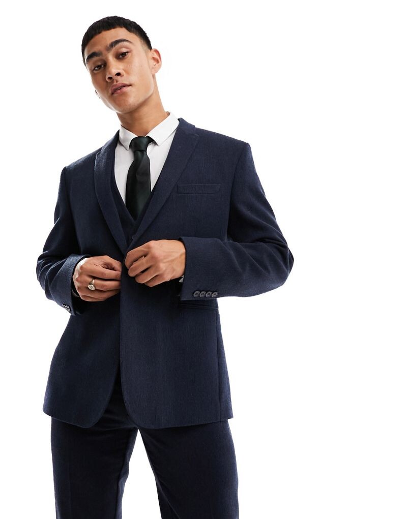 Темно-синий узкий пиджак из смесовой шерсти ASOS DESIGN Wedding из плетеной ткани
Темно-синий узкий пиджак из смесовой шерсти ASOS DESIGN Wedding из плетеной ткани