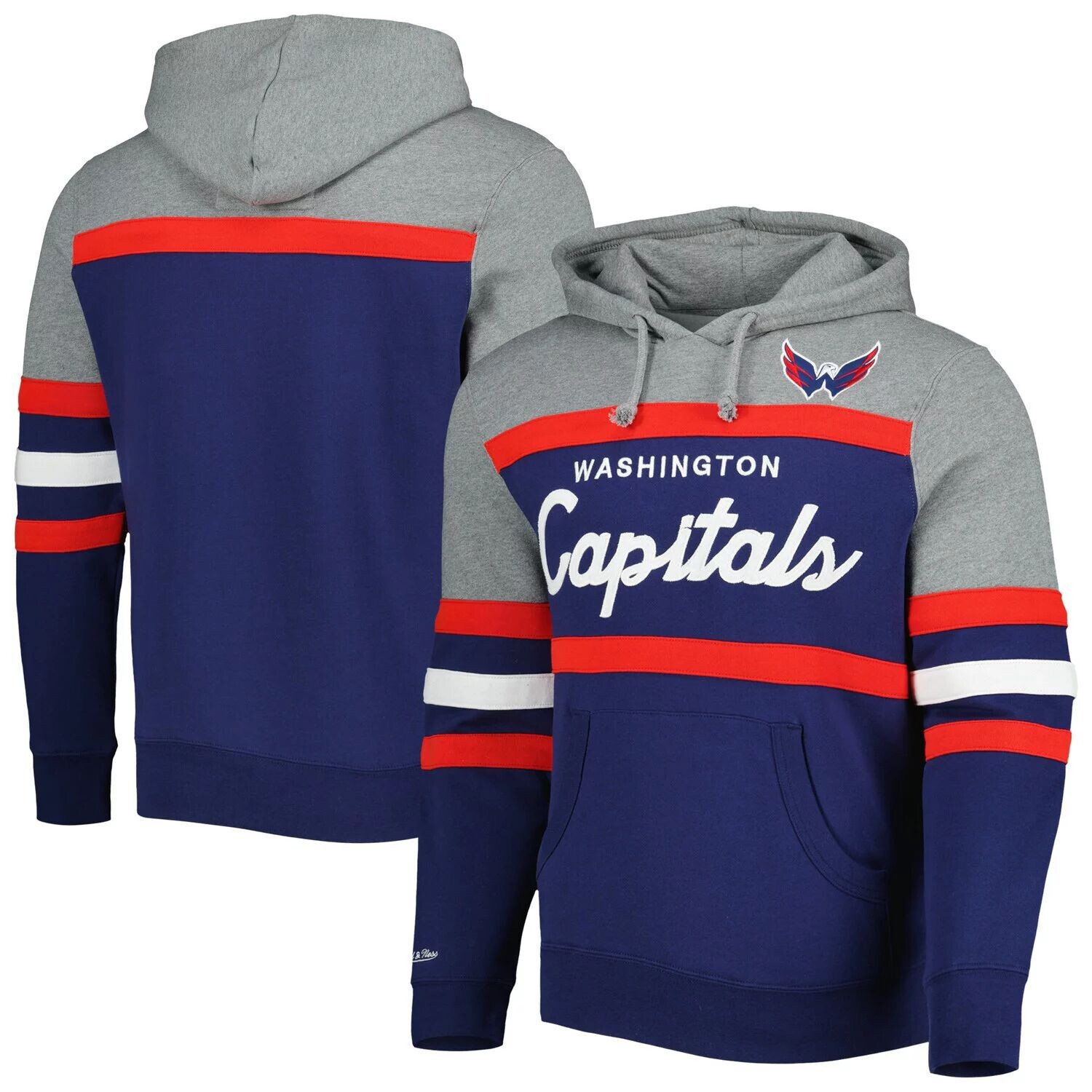Мужской пуловер с капюшоном Mitchell & Ness Navy/Heather Grey Washington Capitals Head Coach
Мужской пуловер с капюшоном Mitchell & Ness Navy/Heather Grey Washington Capitals Head Coach