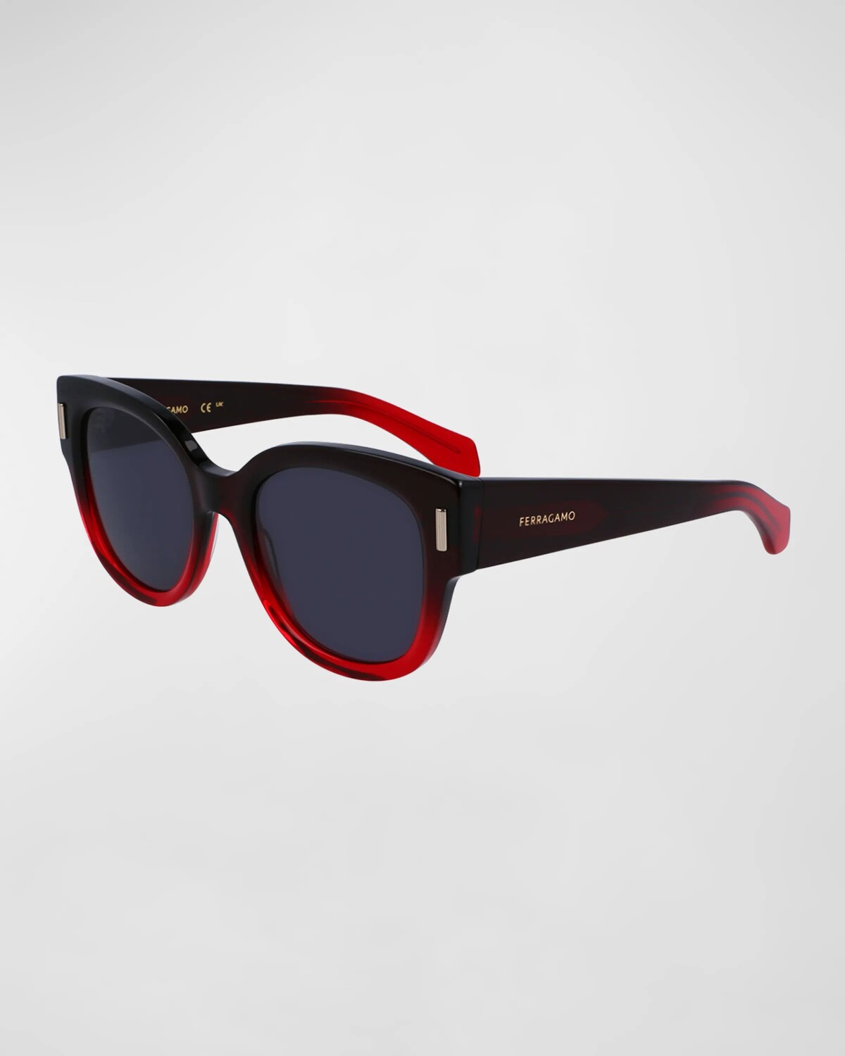Солнцезащитные очки «кошачий глаз» из ацетата с заклепками Ferragamo, цвет Gradient Transparent Dark Red
Солнцезащитные очки «кошачий глаз» из ацетата с заклепками Ferragamo, цвет Gradient Transparent Dark Red