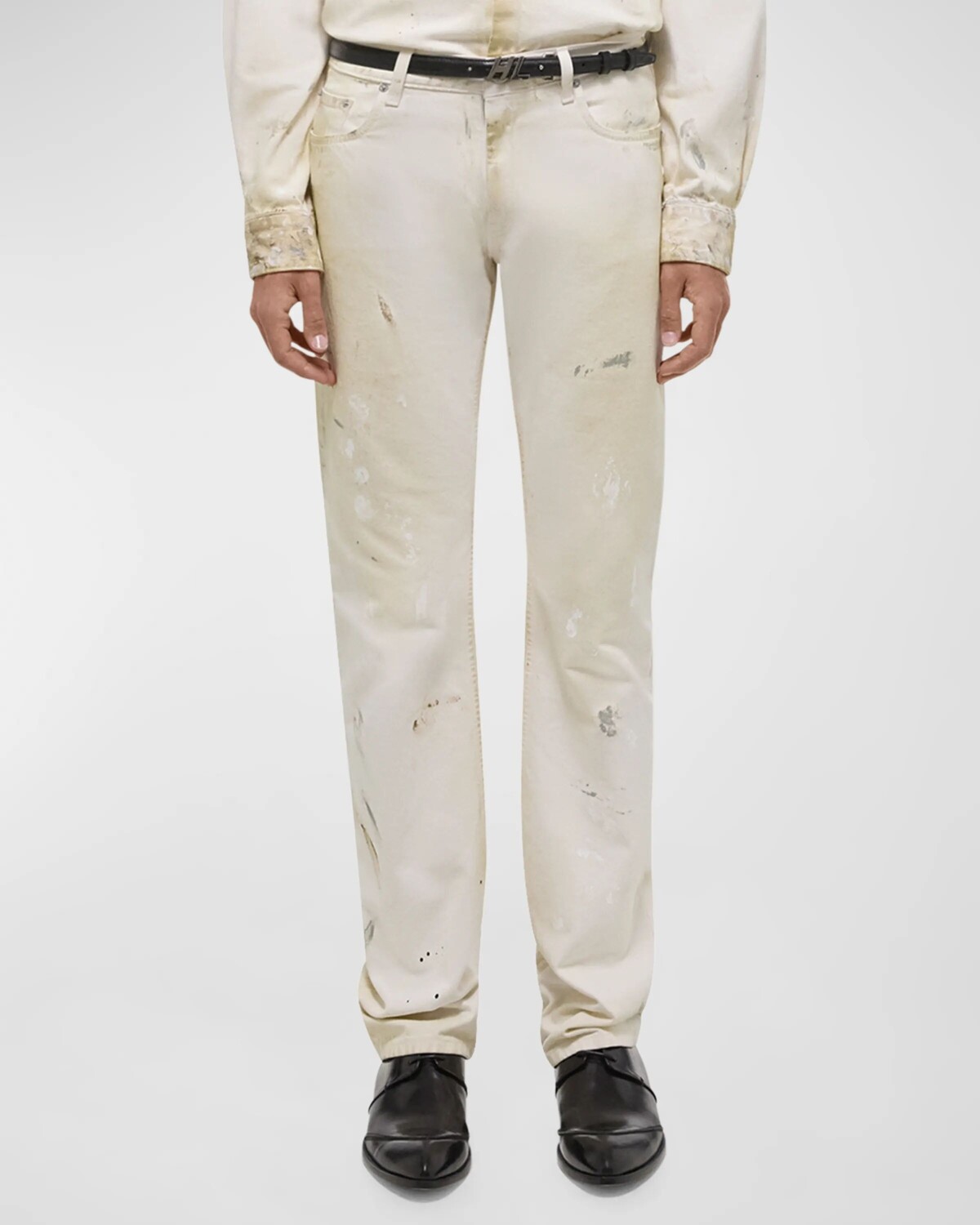 Мужские джинсы с низкой посадкой с брызгами краски Helmut Lang, цвет Ecru Painter
Мужские джинсы с низкой посадкой с брызгами краски Helmut Lang, цвет Ecru Painter
