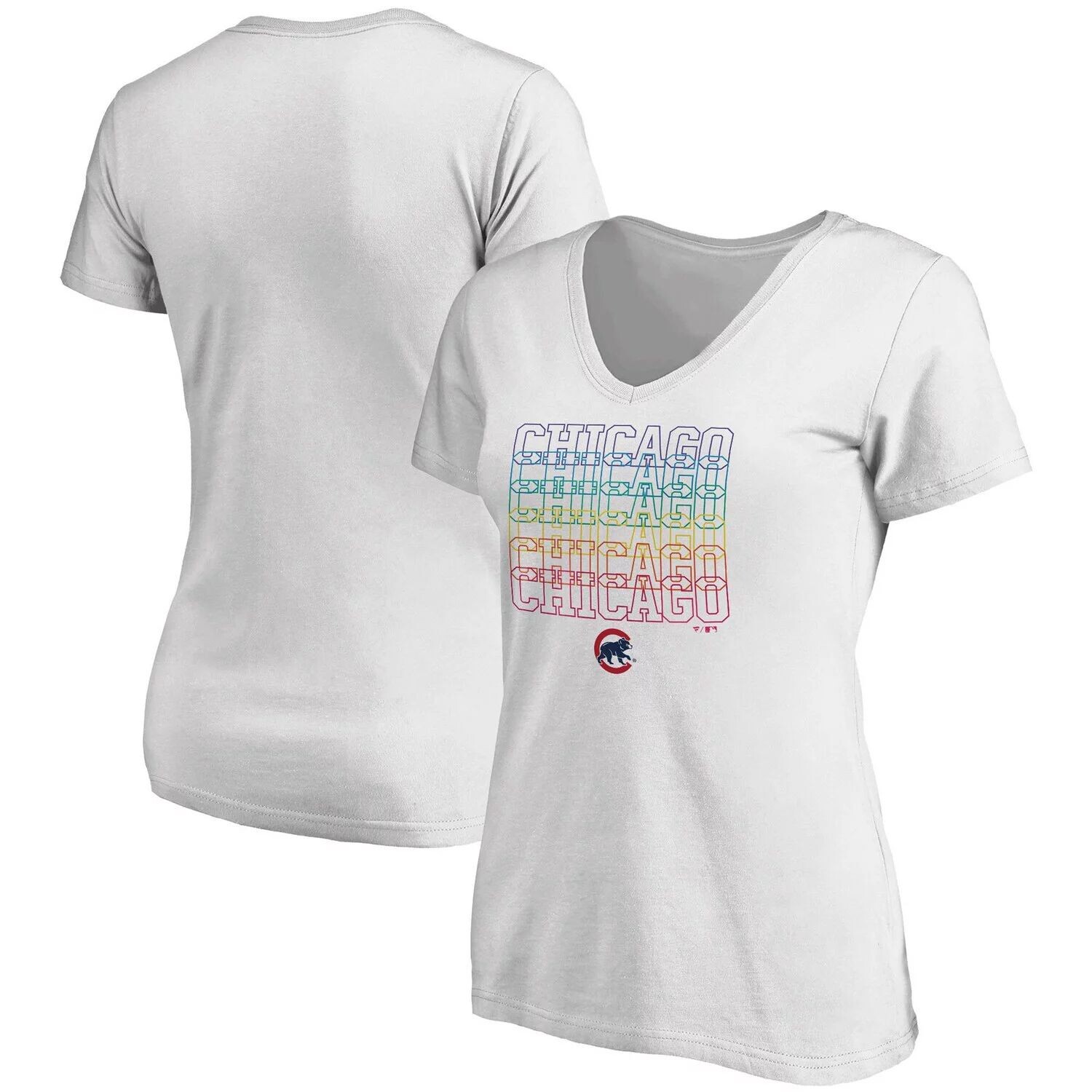 Белая женская футболка с v-образным вырезом и фирменным логотипом Chicago Cubs City Pride Fanatics Fanatics, Белый
Белая женская футболка с v-образным вырезом и фирменным логотипом Chicago Cubs City Pride Fanatics Fanatics, Белый