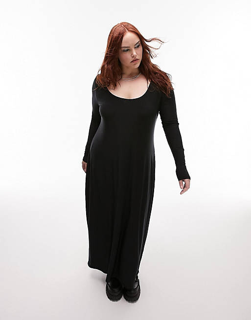 Черное супермягкое приталенное платье миди с длинными рукавами Topshop Curve, Черный
Черное супермягкое приталенное платье миди с длинными рукавами Topshop Curve, Черный