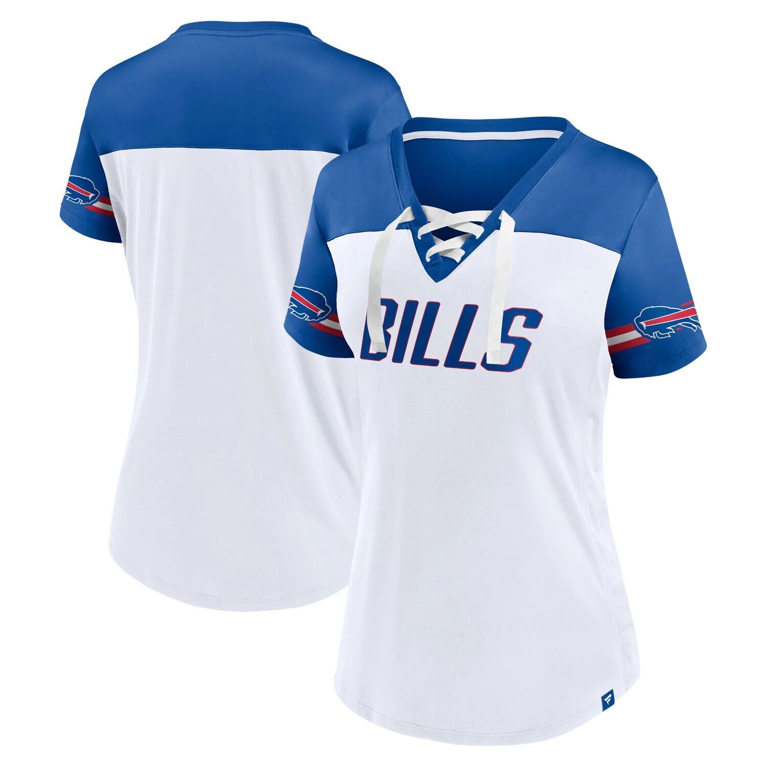 Женская белая футболка Fanatics с фирменным логотипом Buffalo Bills Dueling с наклонным v-образным вырезом и шнуровкой Fanatics, Белый
Женская белая футболка Fanatics с фирменным логотипом Buffalo Bills Dueling с наклонным v-образным вырезом и шнуровкой Fanatics, Белый