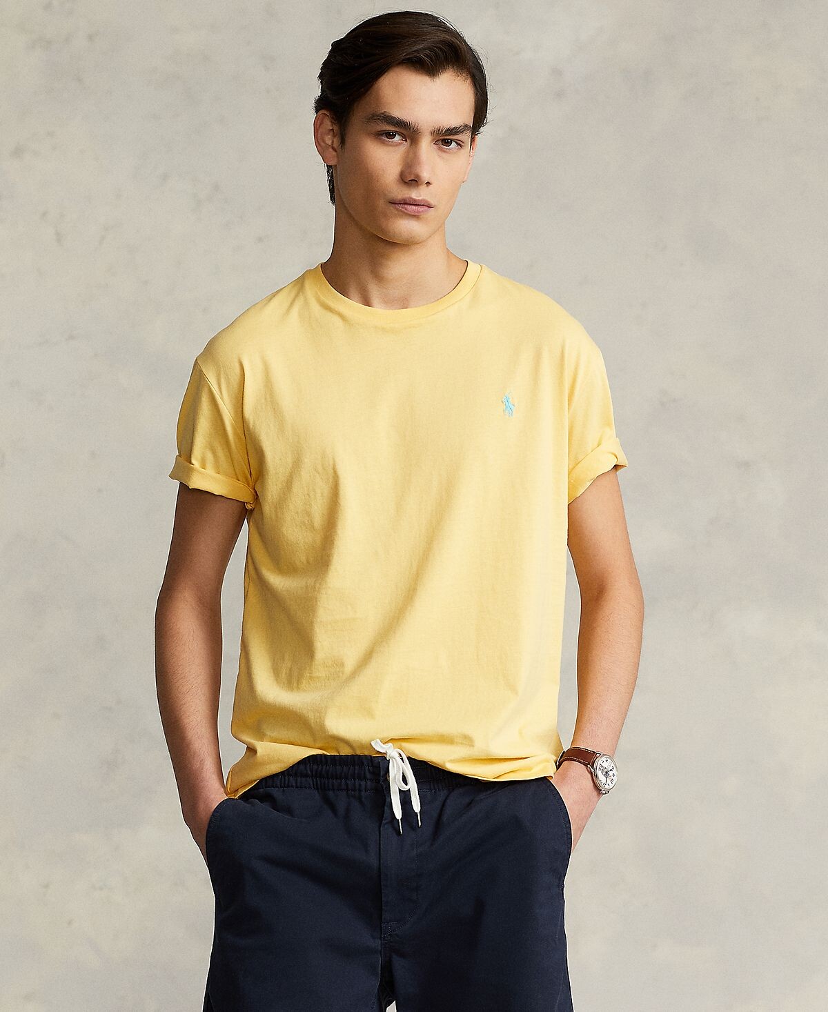 Мужская трикотажная футболка классического кроя с круглым вырезом Polo Ralph Lauren
Мужская трикотажная футболка классического кроя с круглым вырезом Polo Ralph Lauren