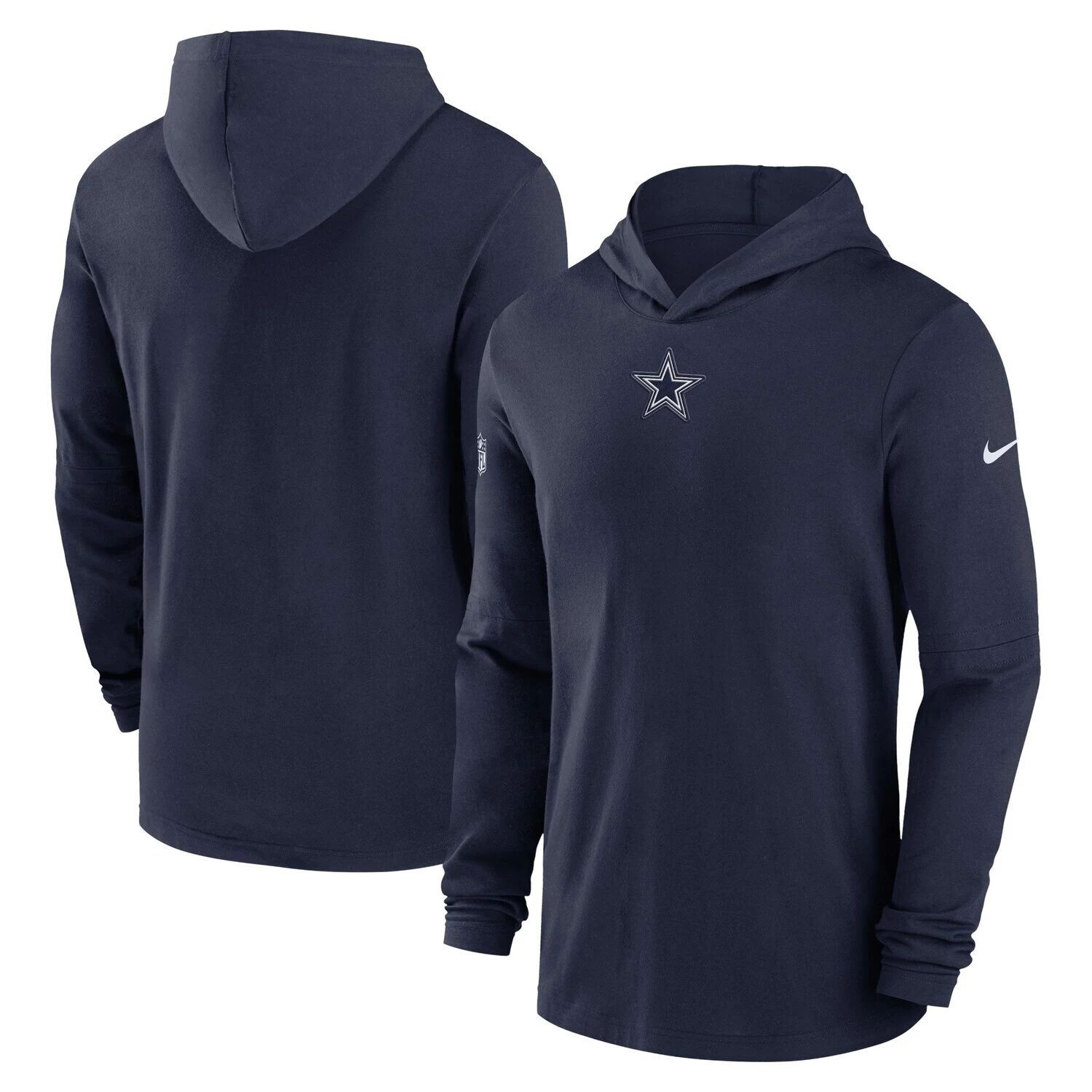 Мужская темно-синяя футболка с капюшоном с длинным рукавом Dallas Cowboys Sideline Performance Nike, Синий
Мужская темно-синяя футболка с капюшоном с длинным рукавом Dallas Cowboys Sideline Performance Nike, Синий