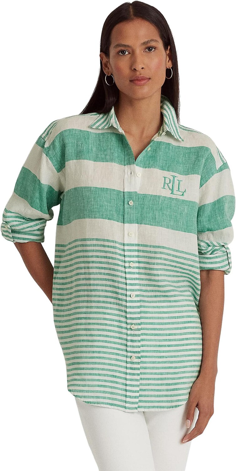 Льняная рубашка оверсайз в полоску Petite LAUREN Ralph Lauren, цвет Palm Leaf/White
Льняная рубашка оверсайз в полоску Petite LAUREN Ralph Lauren, цвет Palm Leaf/White