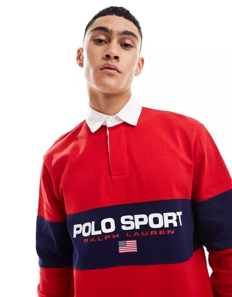 Красная рубашка-поло для регби Polo Ralph Lauren Sport Capsule с полоской с логотипом на груди, Красный
Красная рубашка-поло для регби Polo Ralph Lauren Sport Capsule с полоской с логотипом на груди, Красный