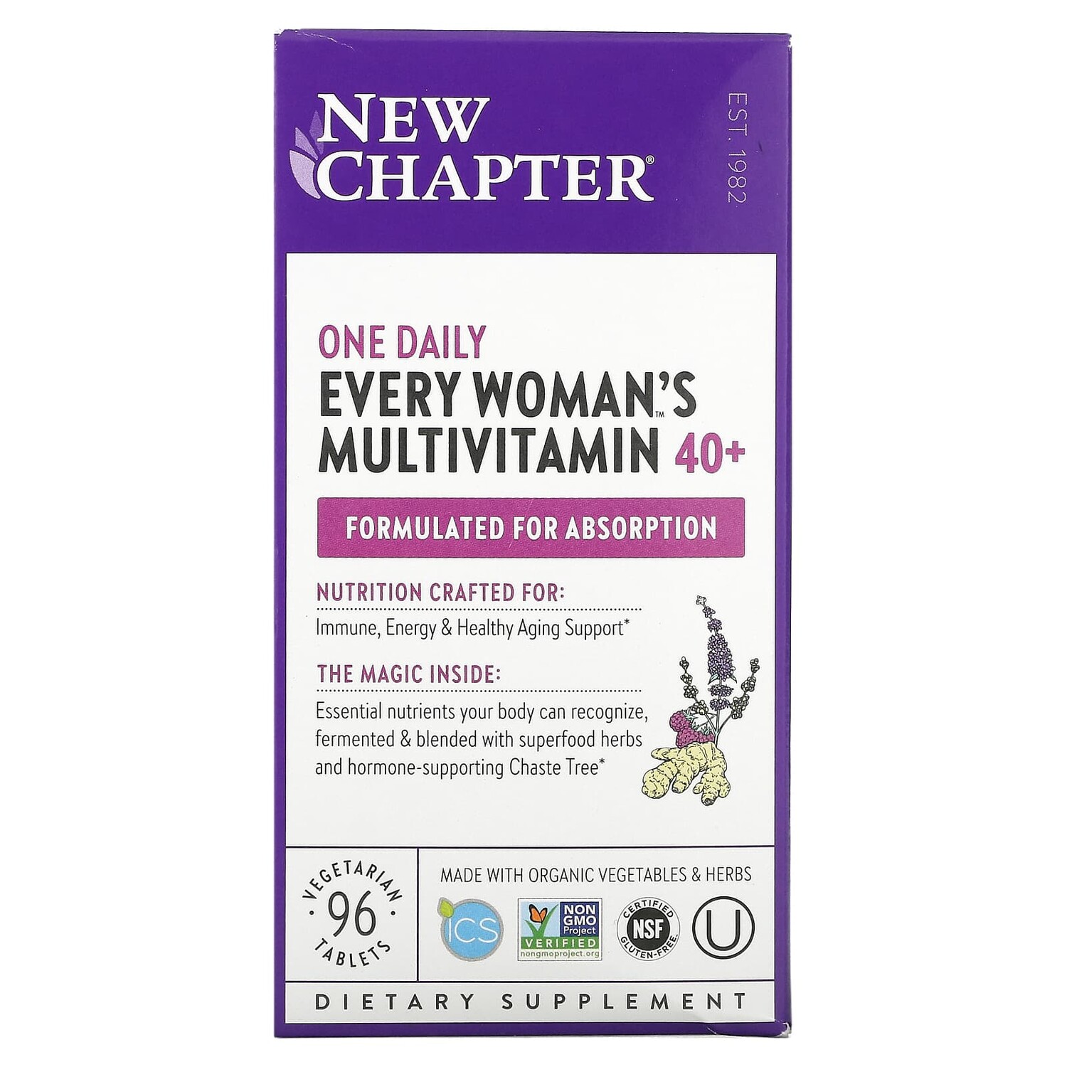 40+ Every Woman's One Daily, витаминный комплекс на основе цельных продуктов для женщин старше 40 лет, 96 вегетарианских таблеток, New Chapter
40+ Every Woman's One Daily, витаминный комплекс на основе цельных продуктов для женщин старше 40 лет, 96 вегетарианских таблеток, New Chapter