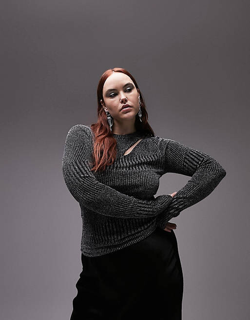 Серебристый топ в рубчик с металлизированным вырезом и длинными рукавами Topshop Curve
Серебристый топ в рубчик с металлизированным вырезом и длинными рукавами Topshop Curve