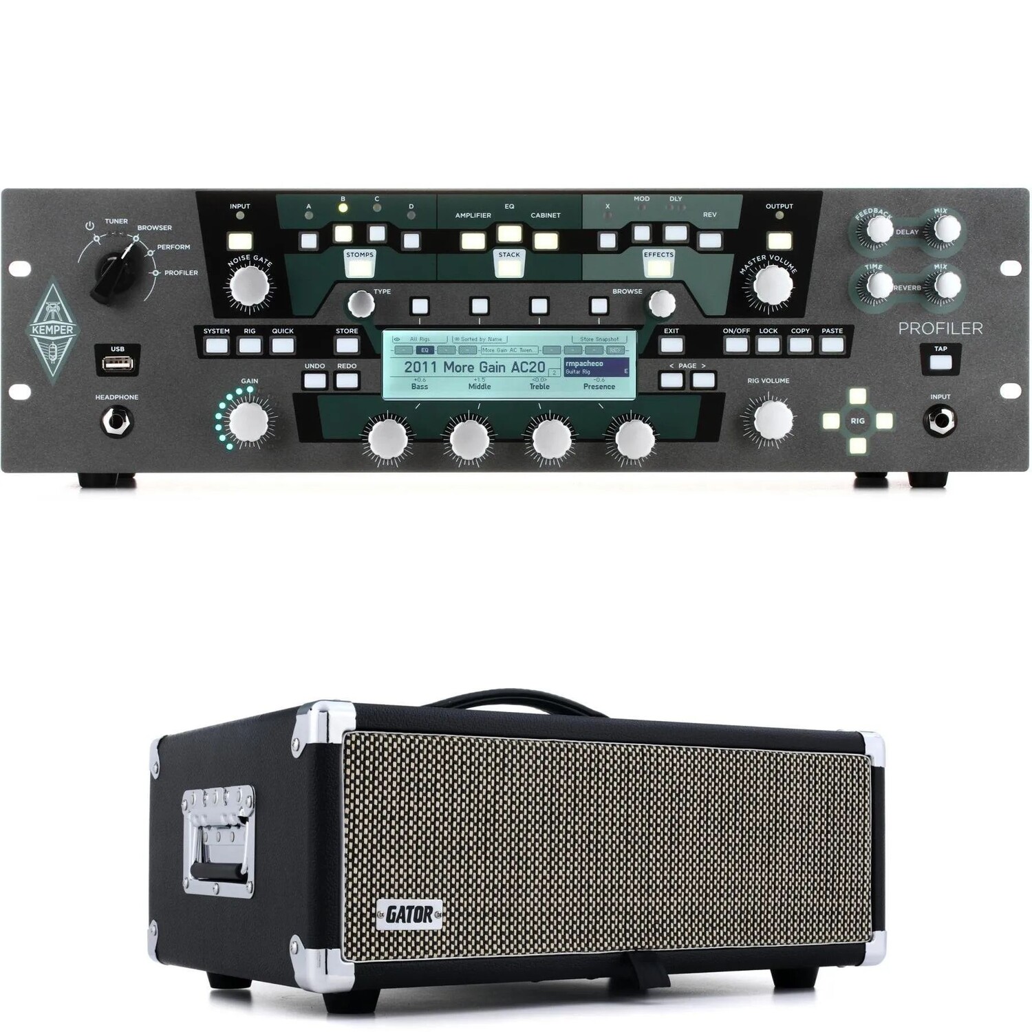 Новая головка усилителя Kemper Profiler Rack для монтажа в стойку и винтажный футляр для стойки усилителя Vibe
Новая головка усилителя Kemper Profiler Rack для монтажа в стойку и винтажный футляр для стойки усилителя Vibe