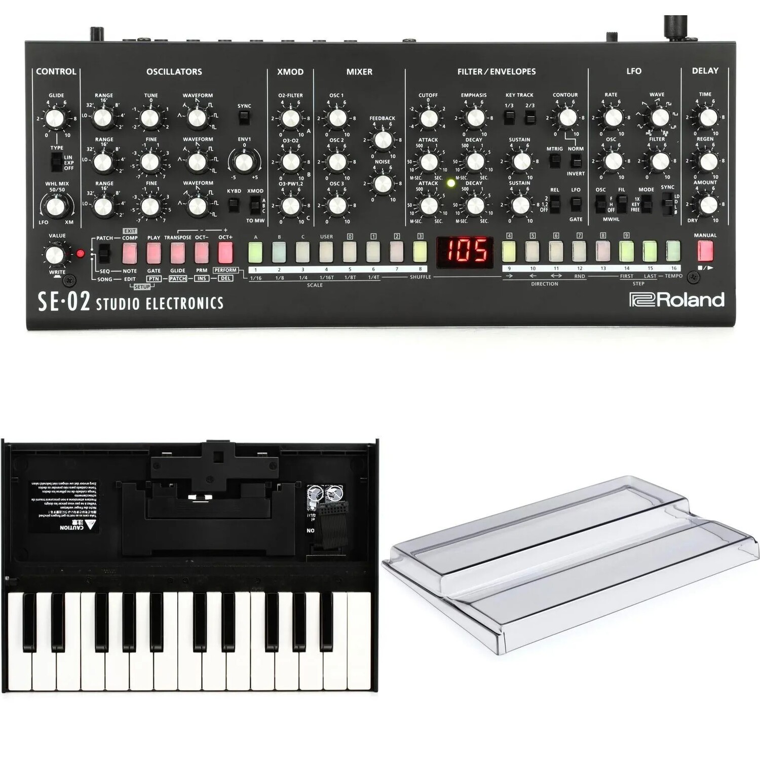 Модуль аналогового синтезатора Roland SE-02 с клавиатурой и комплектом Decksaver
Модуль аналогового синтезатора Roland SE-02 с клавиатурой и комплектом Decksaver