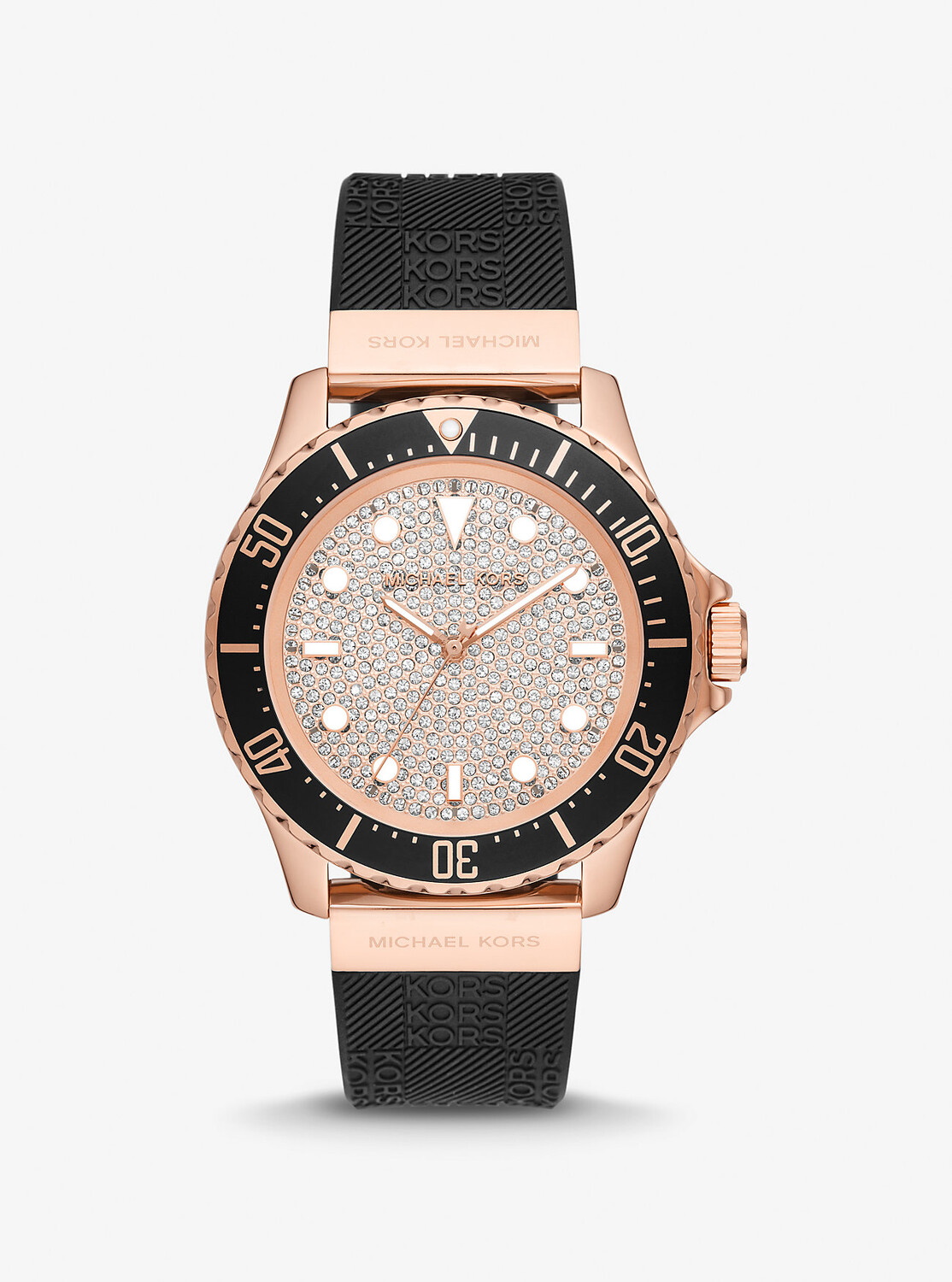 Крупногабаритные узкие часы Everest Pavé цвета розового золота и тисненого силикона Michael Kors, черный
Крупногабаритные узкие часы Everest Pavé цвета розового золота и тисненого силикона Michael Kors, черный