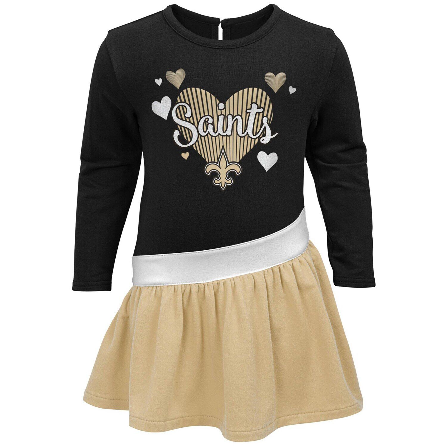 Черное трикотажное платье с длинными рукавами New Orleans Saints All Hearts для девочек Outerstuff
Черное трикотажное платье с длинными рукавами New Orleans Saints All Hearts для девочек Outerstuff