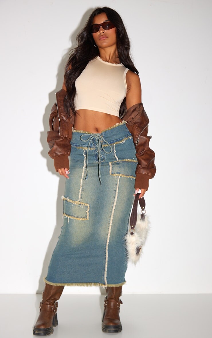 PrettyLittleThing Юбка миди из джинсовой ткани индиго Vintage Wash с потертостями
PrettyLittleThing Юбка миди из джинсовой ткани индиго Vintage Wash с потертостями