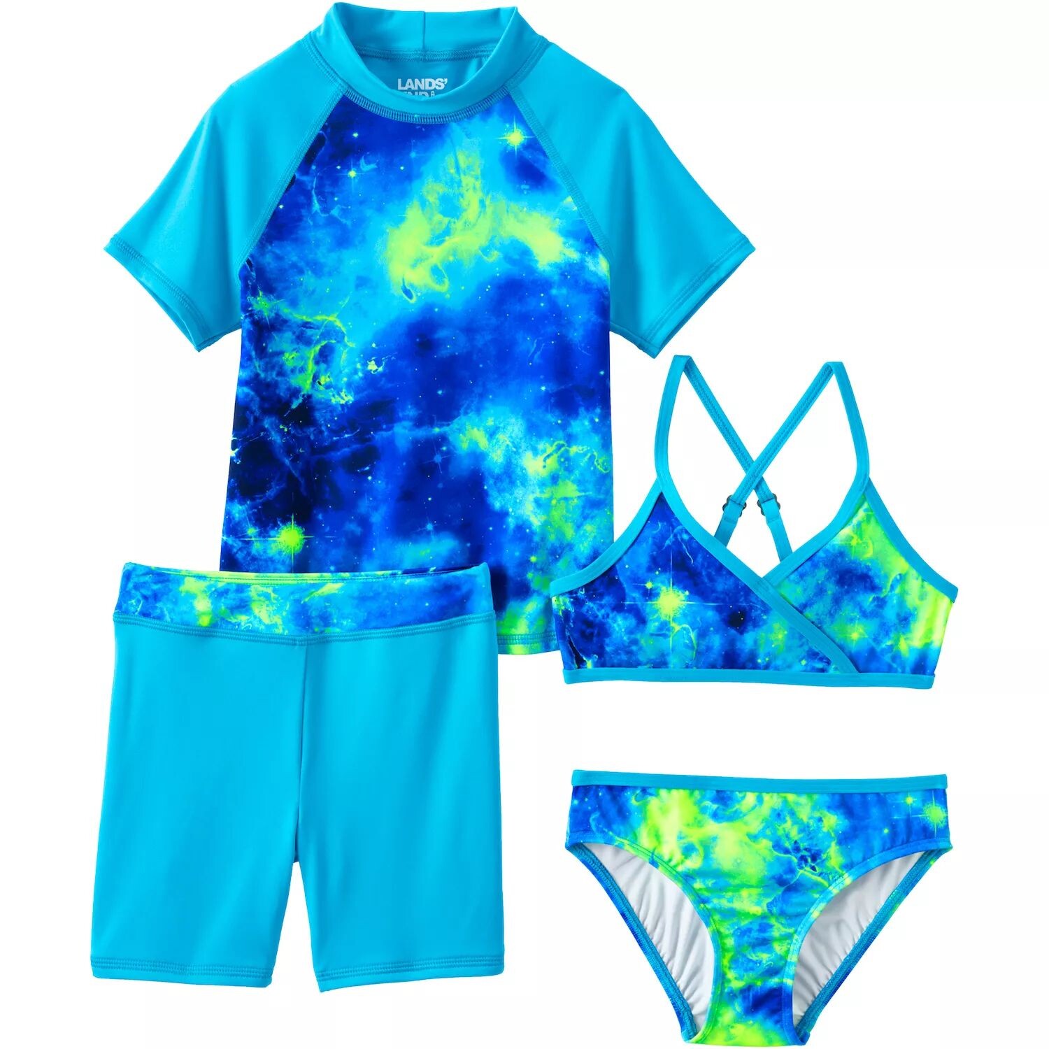 Комплект купальника Lands' End Rash Guard, топа бикини, шорт и плавок бикини для девочек 4–16 лет стандартного и узкого цвета Lands' End
Комплект купальника Lands' End Rash Guard, топа бикини, шорт и плавок бикини для девочек 4–16 лет стандартного и узкого цвета Lands' End