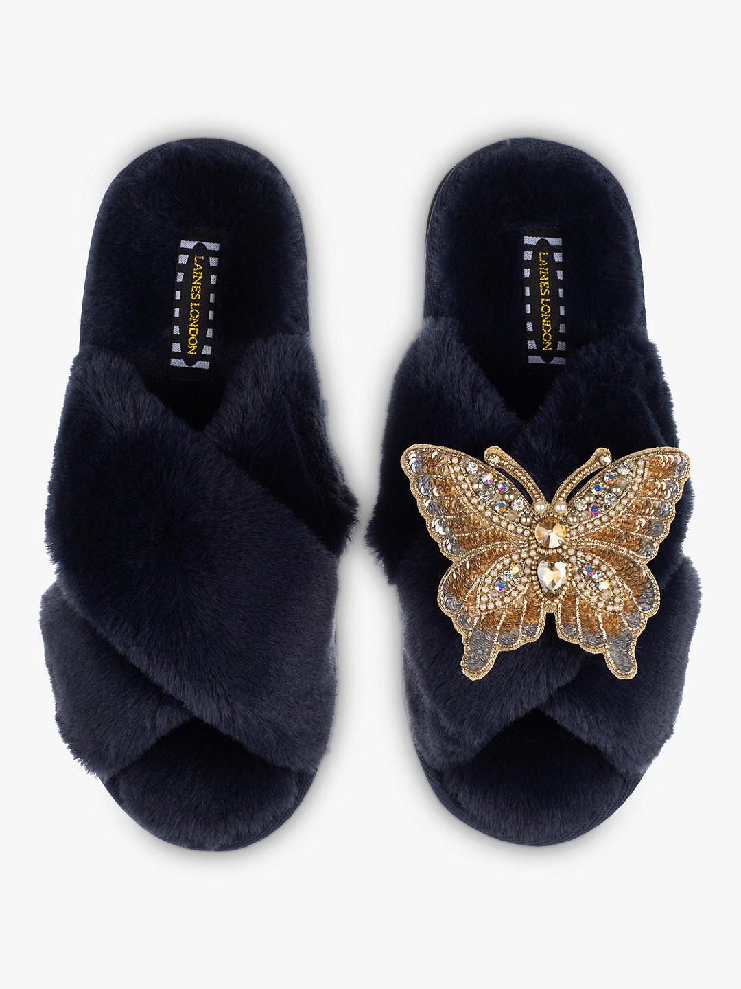 Laines London Classic Gold Butterfly Тапочки из искусственного меха, темно-синий/золотой
Laines London Classic Gold Butterfly Тапочки из искусственного меха, темно-синий/золотой