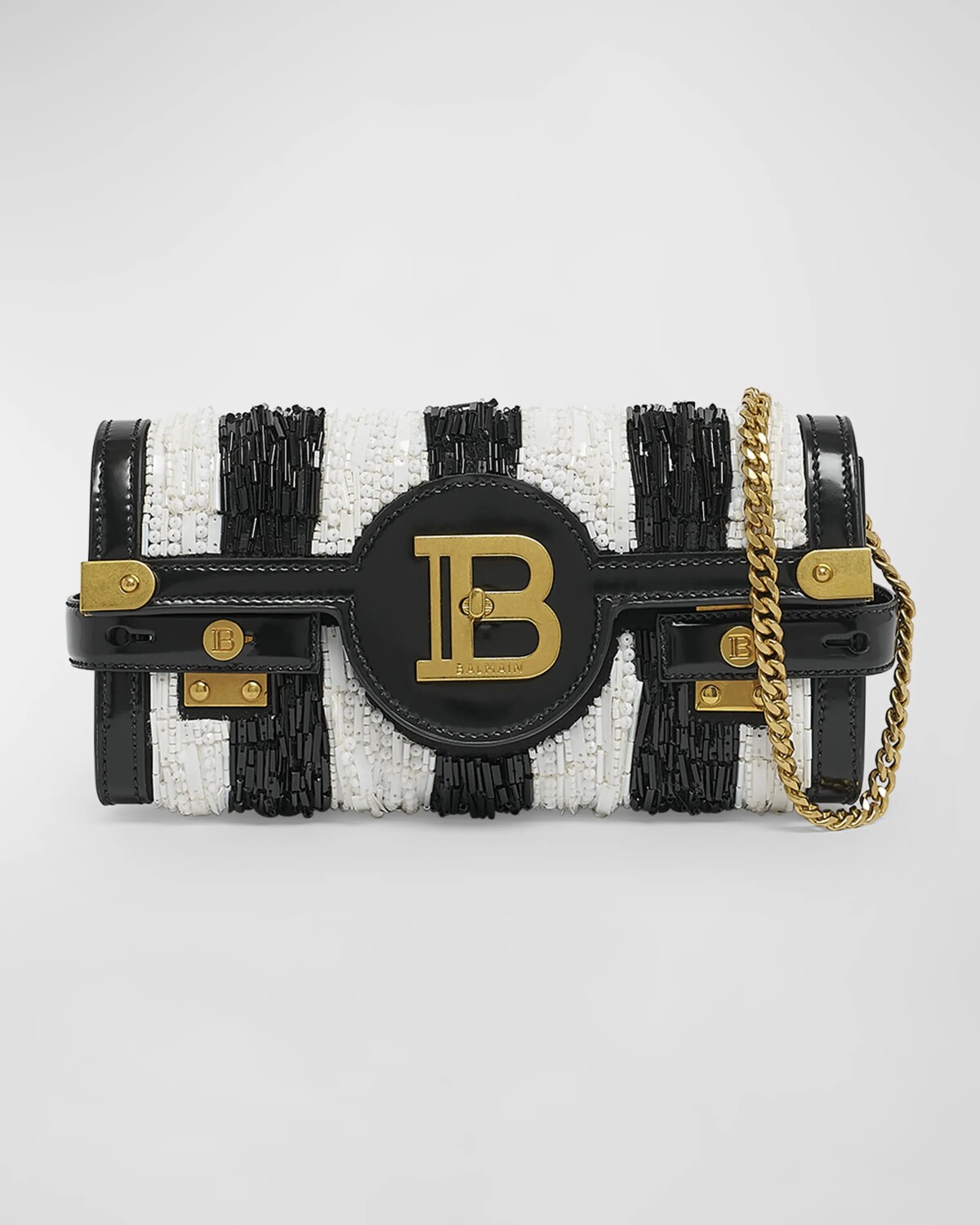 Кошелек BBUzz 23 на цепочке из кожи с блестками в полоску Balmain, цвет Noir/Blanc
Кошелек BBUzz 23 на цепочке из кожи с блестками в полоску Balmain, цвет Noir/Blanc