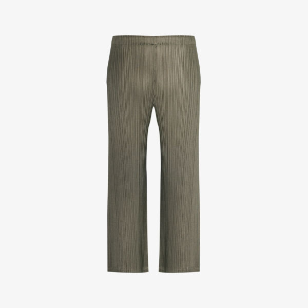 Трикотажные брюки прямого кроя со средней посадкой и складками Pleats Please Issey Miyake, хаки
Трикотажные брюки прямого кроя со средней посадкой и складками Pleats Please Issey Miyake, хаки