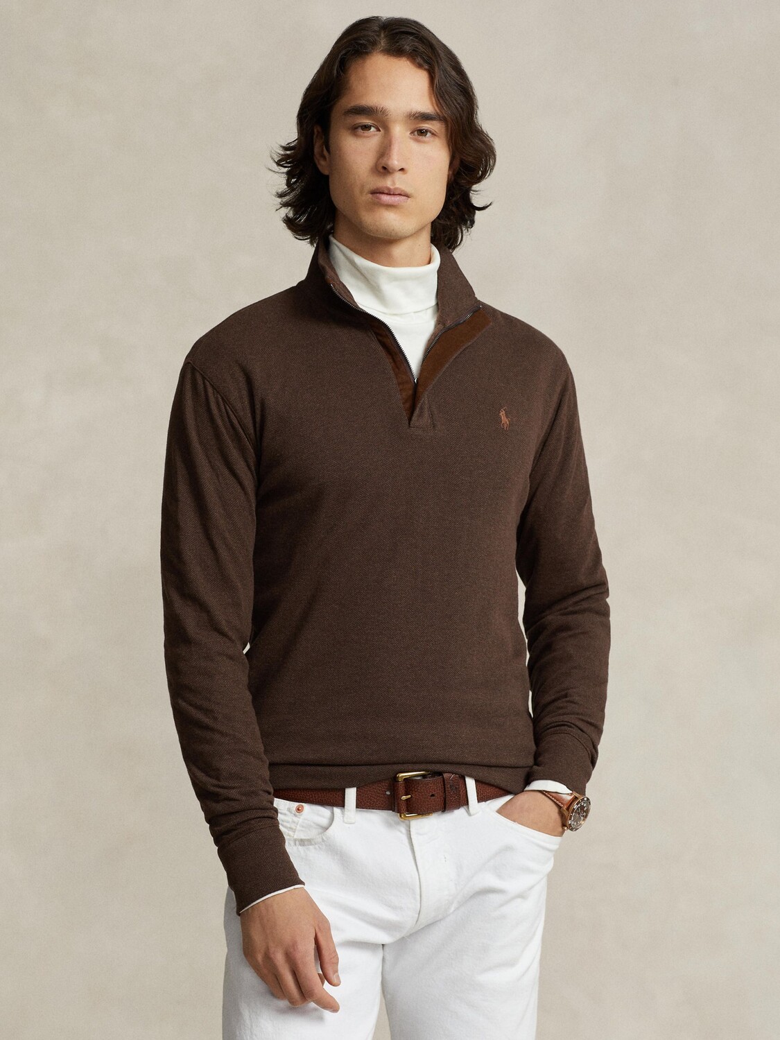 Роскошный трикотажный джемпер Polo с молнией на четверть Ralph Lauren, коричневый
Роскошный трикотажный джемпер Polo с молнией на четверть Ralph Lauren, коричневый