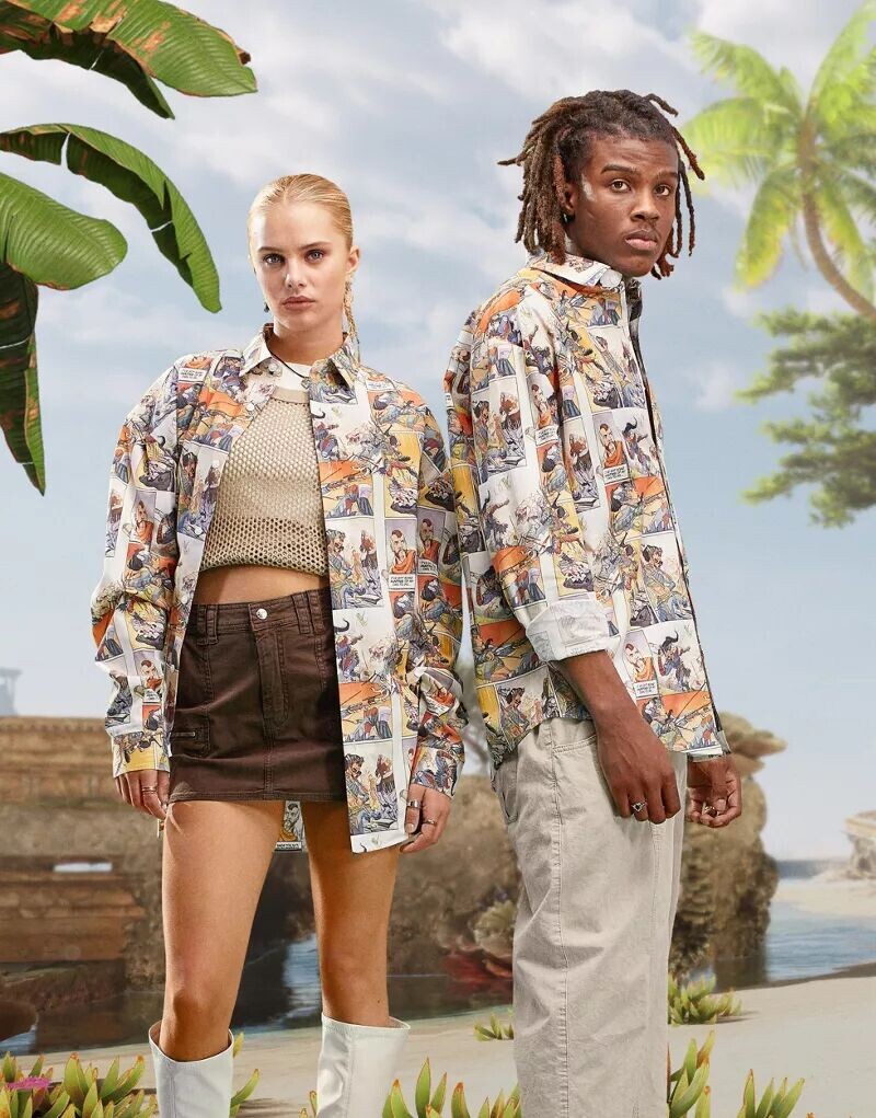 Объемная рубашка унисекс ASOS с принтом Horizon в стиле комиксов 90-х годов, Серый
Объемная рубашка унисекс ASOS с принтом Horizon в стиле комиксов 90-х годов, Серый