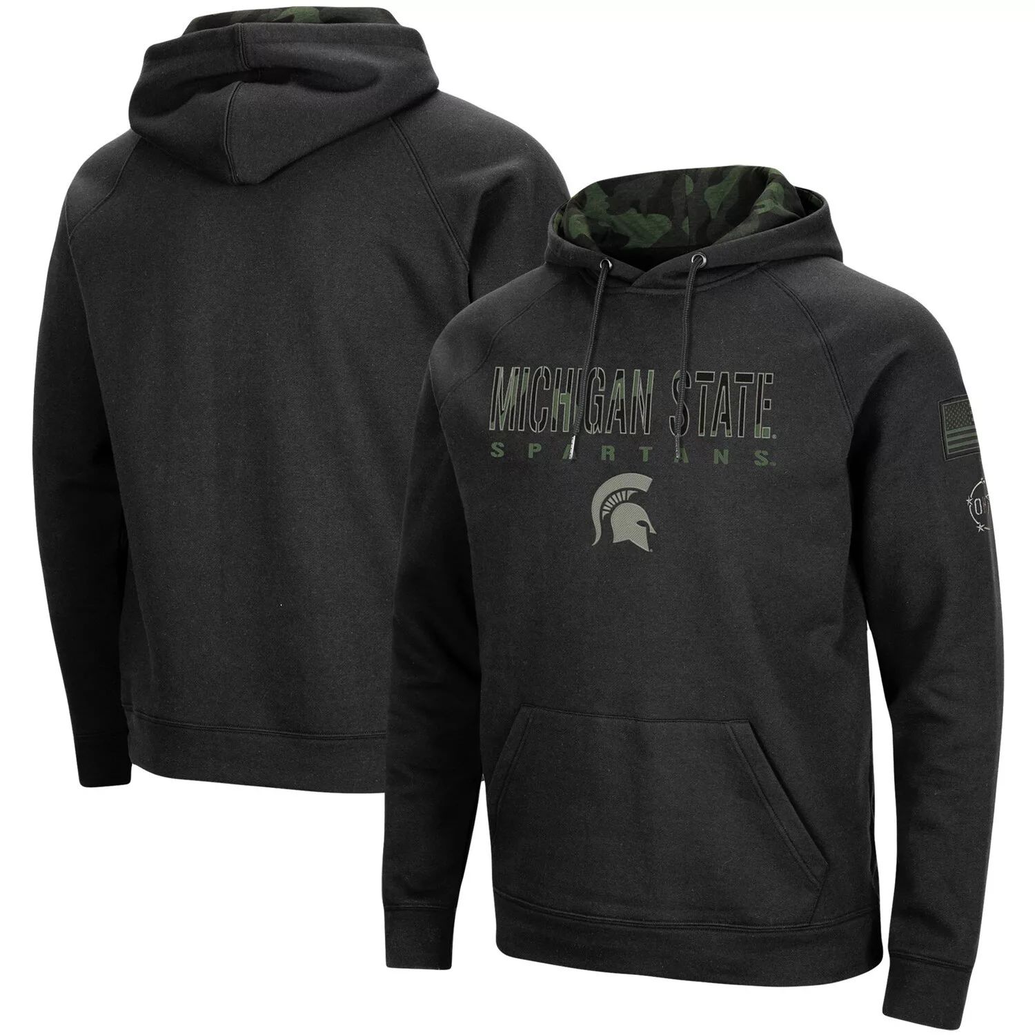 

Мужской черный пуловер с капюшоном и камуфляжным принтом Michigan State Spartans OHT Military Appreciation Colosseum
