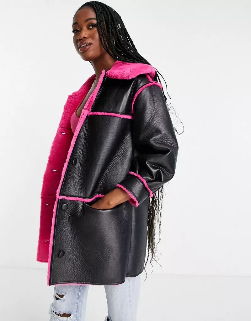 Черное с розовым контрастное длинное пальто из искусственной кожи Miss Selfridge
Черное с розовым контрастное длинное пальто из искусственной кожи Miss Selfridge