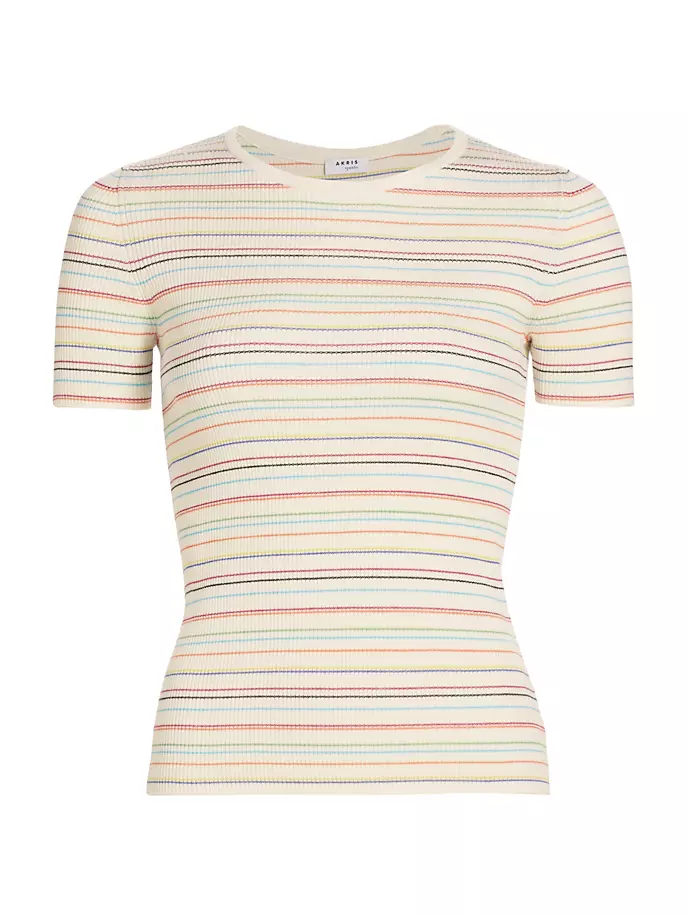 Полосатая футболка рельефной вязки с короткими рукавами Akris Punto, цвет cream multicolor
Полосатая футболка рельефной вязки с короткими рукавами Akris Punto, цвет cream multicolor