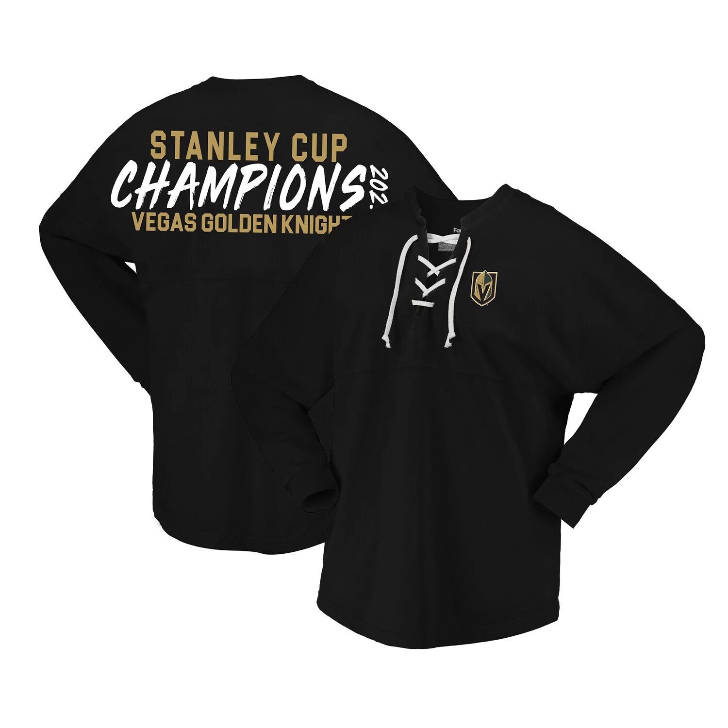 Женская черная футболка с логотипом Fanatics Vegas Golden Knights, чемпионы Кубка Стэнли 2023, на шнуровке, с v-образным вырезом и длинными рукавами Fanatics
Женская черная футболка с логотипом Fanatics Vegas Golden Knights, чемпионы Кубка Стэнли 2023, на шнуровке, с v-образным вырезом и длинными рукавами Fanatics