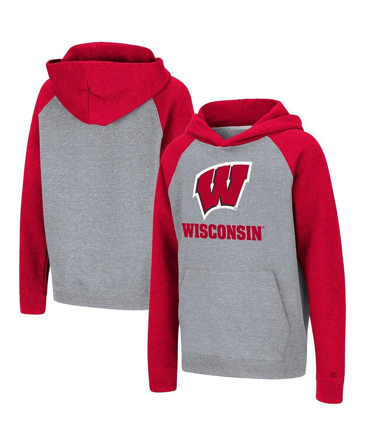 Пуловер реглан с капюшоном и логотипом Big Boys серо-красного цвета с логотипом Wisconsin Badgers Colosseum
Пуловер реглан с капюшоном и логотипом Big Boys серо-красного цвета с логотипом Wisconsin Badgers Colosseum