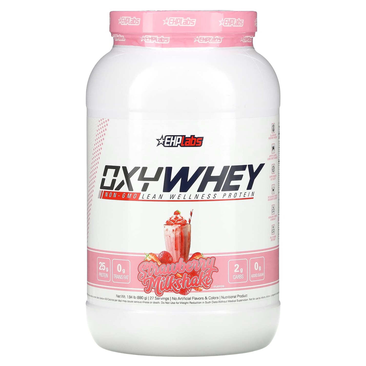 OxyWhey, сухой протеин для хорошего самочувствия, со вкусом клубничного молочного коктейля, 880 г (1,94 фунта), EHPlabs
OxyWhey, сухой протеин для хорошего самочувствия, со вкусом клубничного молочного коктейля, 880 г (1,94 фунта), EHPlabs