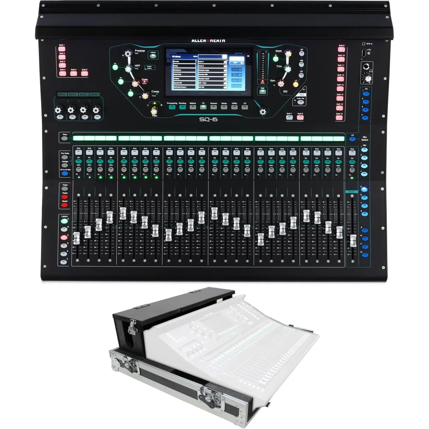48-канальный цифровой микшер Allen & Heath SQ-6 и дорожный футляр с собачьей будкой
48-канальный цифровой микшер Allen & Heath SQ-6 и дорожный футляр с собачьей будкой