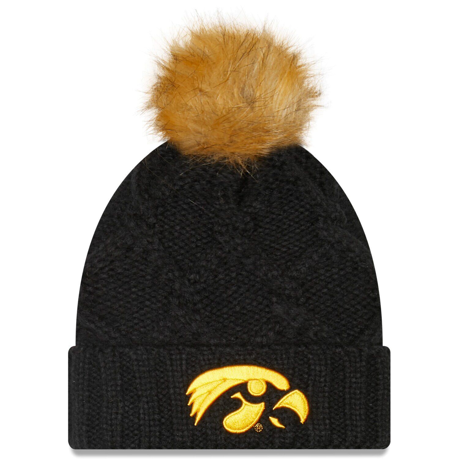 Женская роскошная вязаная шапка New Era Black Iowa Hawkeyes с манжетами и помпоном New Era
Женская роскошная вязаная шапка New Era Black Iowa Hawkeyes с манжетами и помпоном New Era