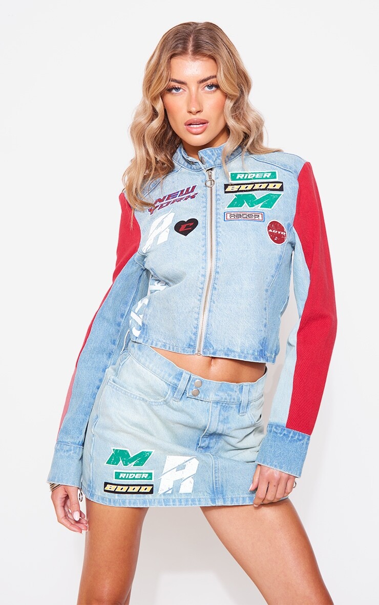 PrettyLittleThing Голубая джинсовая куртка с застежкой-молнией спереди и надписью Racer, Синий
PrettyLittleThing Голубая джинсовая куртка с застежкой-молнией спереди и надписью Racer, Синий