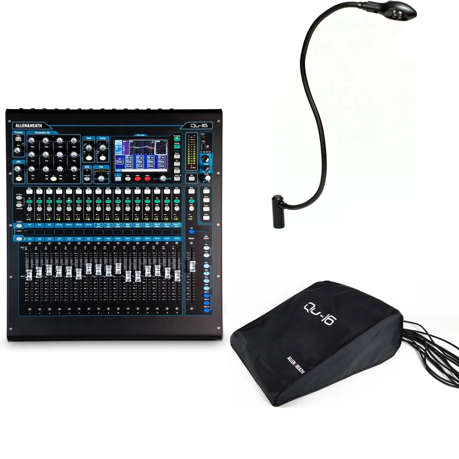 Цифровой микшер Allen & Heath QU-16 с пылезащитной крышкой и светодиодной лампой
Цифровой микшер Allen & Heath QU-16 с пылезащитной крышкой и светодиодной лампой