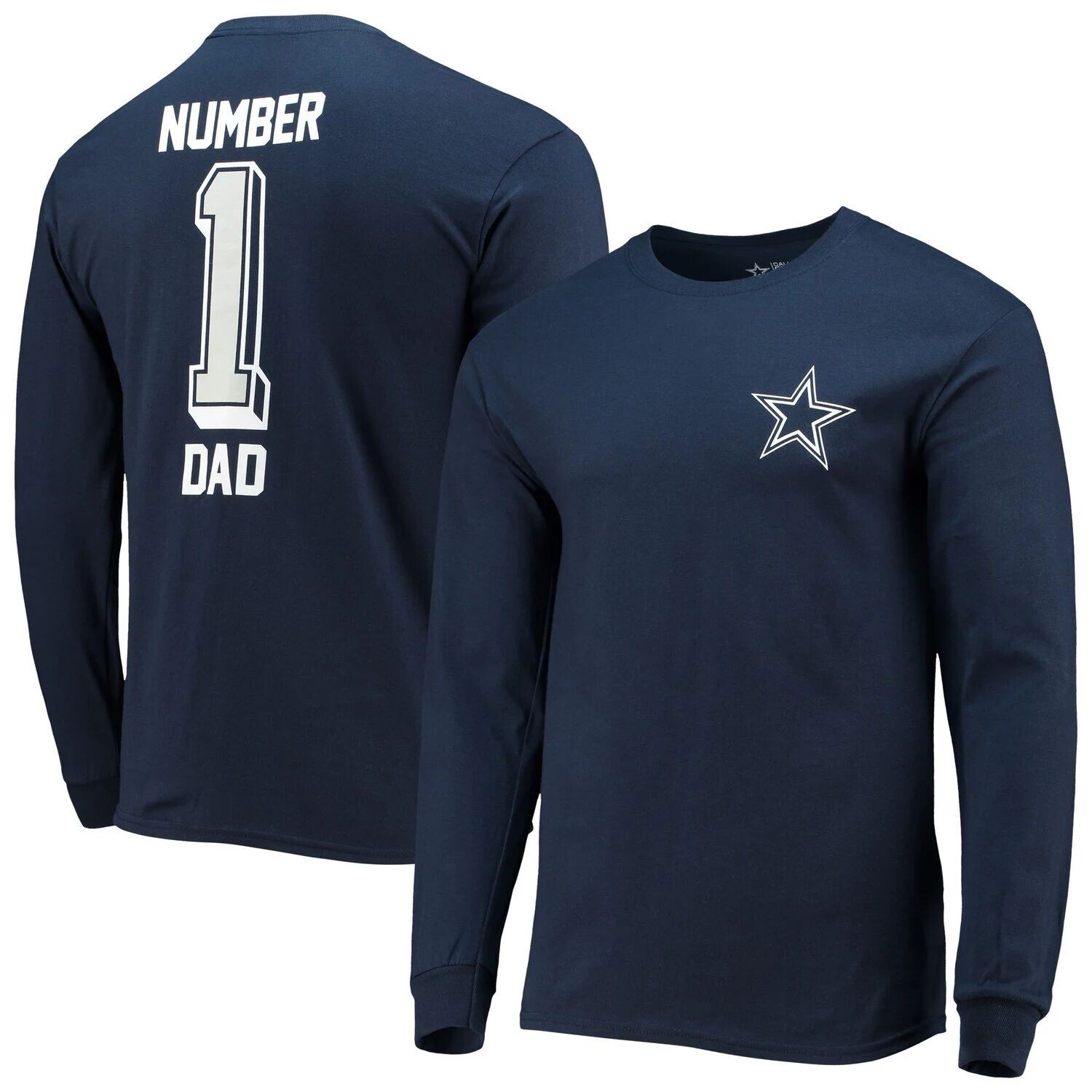 Мужская темно-синяя футболка с логотипом Fanatics Dallas Cowboys #1 Dad с длинными рукавами, Синий
Мужская темно-синяя футболка с логотипом Fanatics Dallas Cowboys #1 Dad с длинными рукавами, Синий