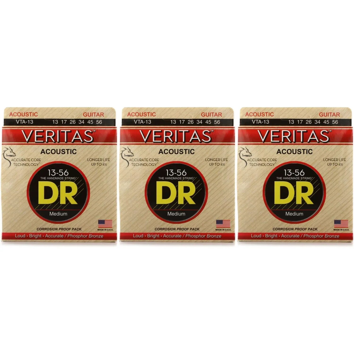 Струны для акустической гитары DR Strings VTA-13 Veritas Phosphor Bronze — .013-.056, средние (3 шт.)
Струны для акустической гитары DR Strings VTA-13 Veritas Phosphor Bronze — .013-.056, средние (3 шт.)